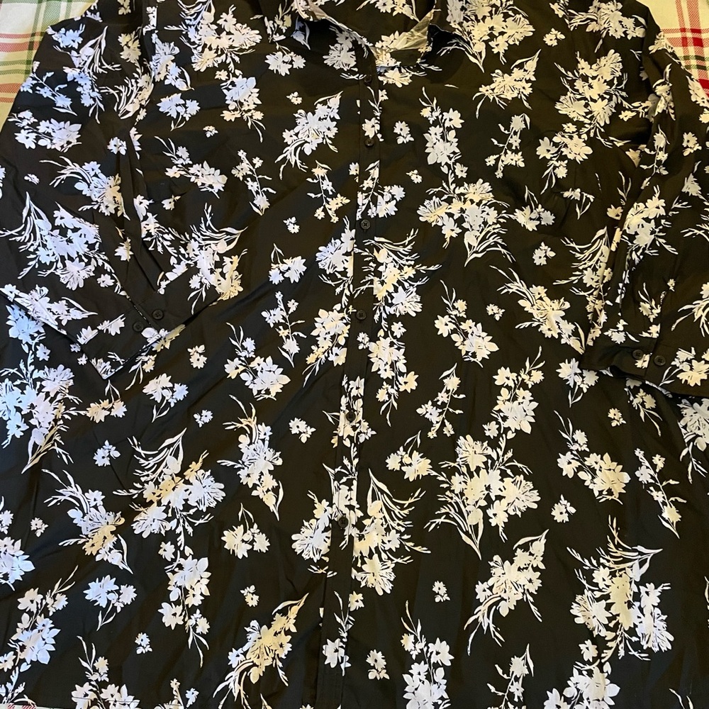 Roaman’s Women’s Plus Size Blouse floral Black & White Size 44W